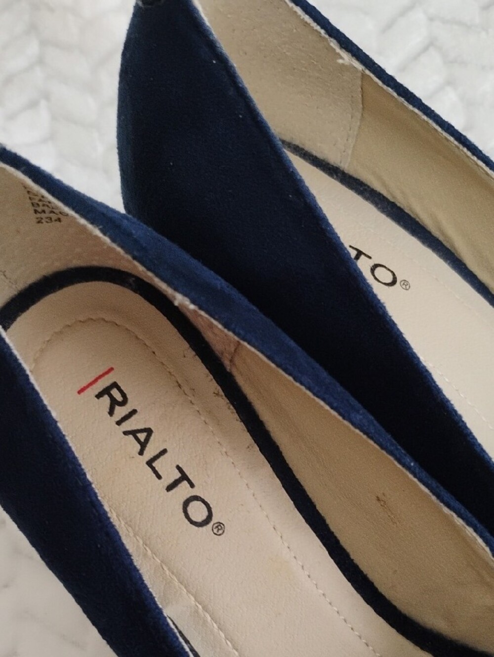 Rialto Navy Suede Wedge Heels with Floral Cork Wedge - Picture 3 of 6